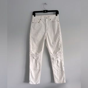 american eagle distressed mom jeans cream white size 2